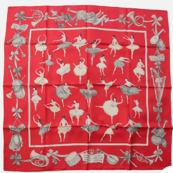 Hermes Accessories - Rare Hermes Scarf Carre 90 La Danse Ballerina Red 100% Silk